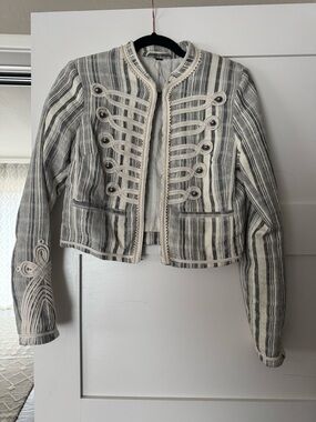 Free People Military-Style Women's Jacket in Blue & White